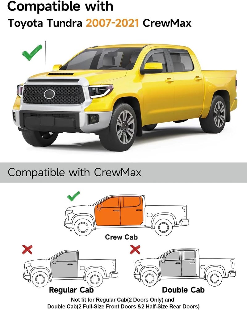 Deejecsun in-Channel Window Rain Guards Fit for Toyota Tundra CrewMax 2007-2021 Rain Guards Extra Durable Side Window Deflectors Truck Visors Vent Visors Vent Shades Car Accessories -4 pcs - Image 3